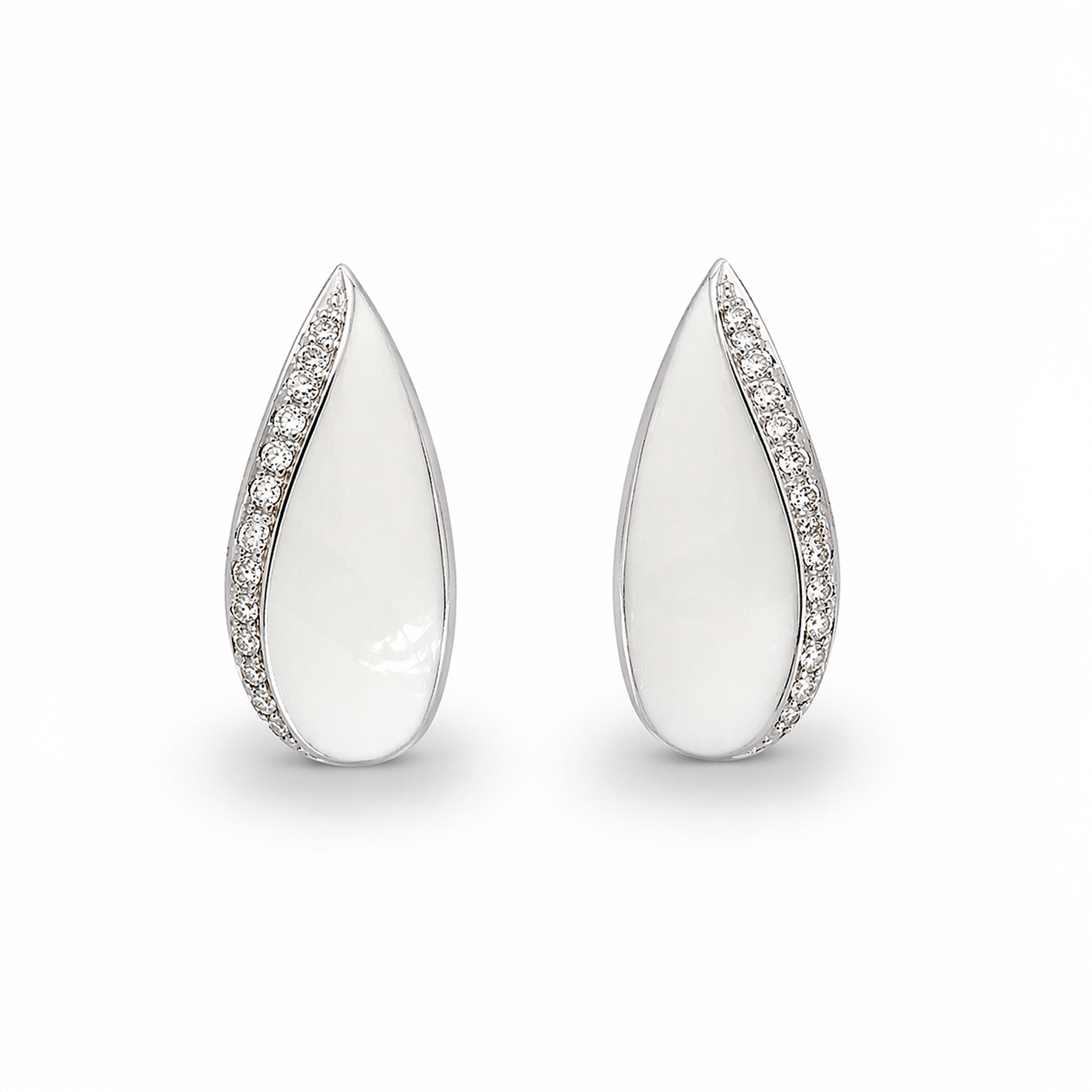 FAROS DIAMONDS & ENAMEL HOOP EARRINGS - SOLD
