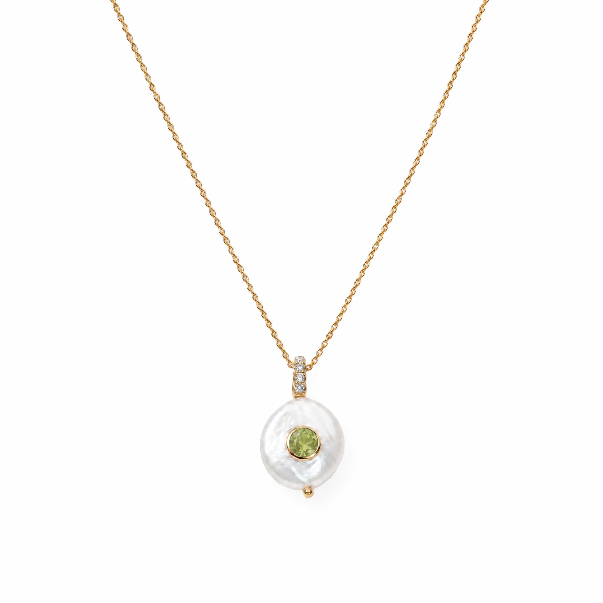 Gemdrops Coin Pearl Charm - Peridot