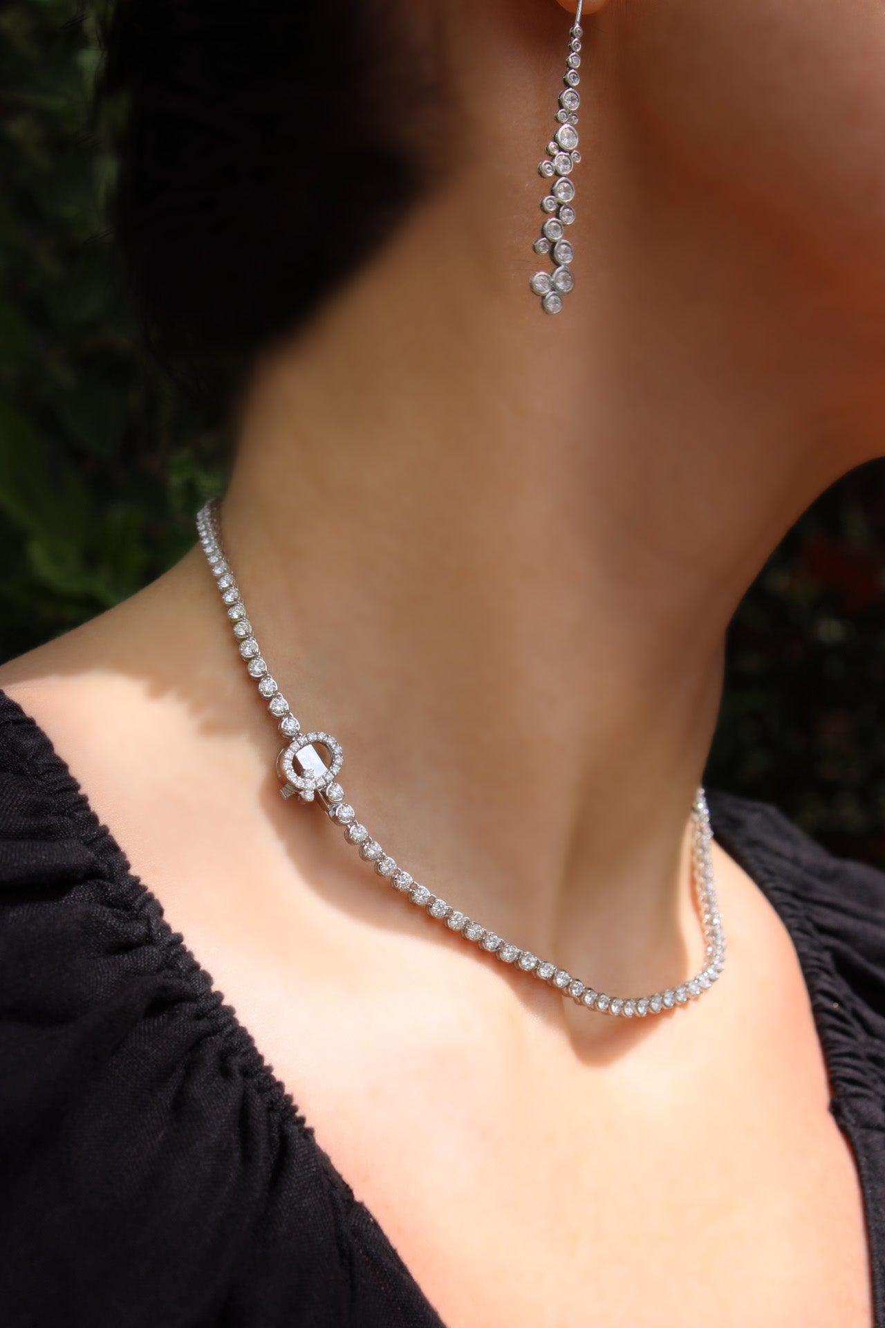 GRADUATED DIAMOND TENNIS NECKLACE WITH INITIAL CLASP - SOLD