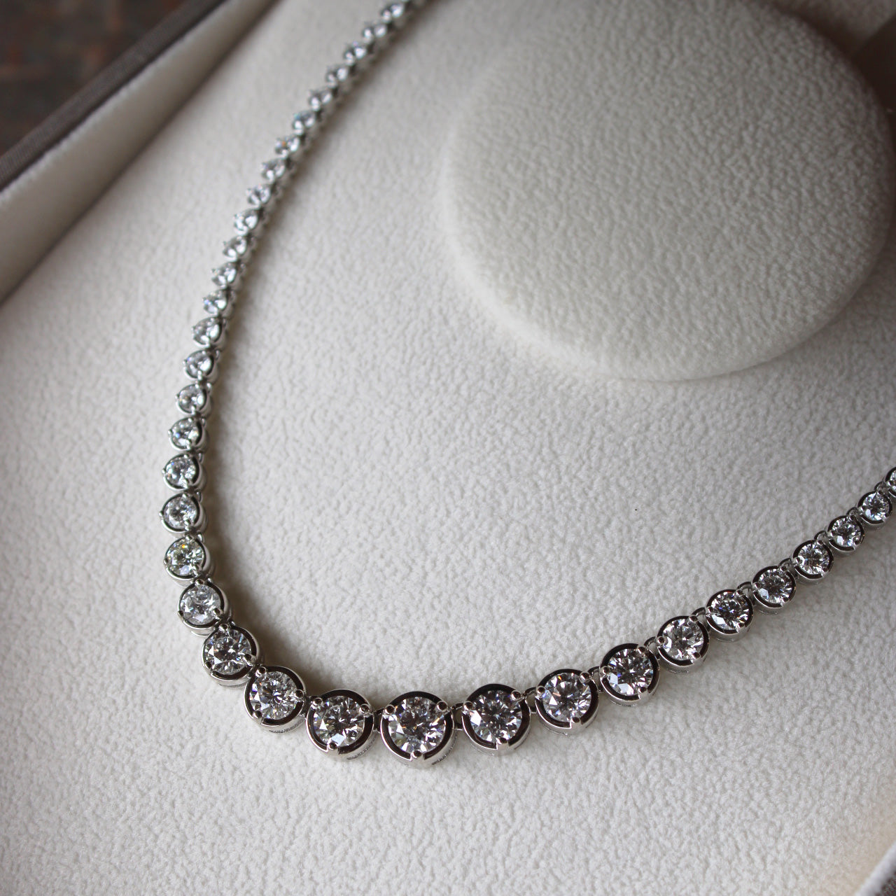 GRADUATED DIAMOND TENNIS NECKLACE WITH INITIAL CLASP - SOLD