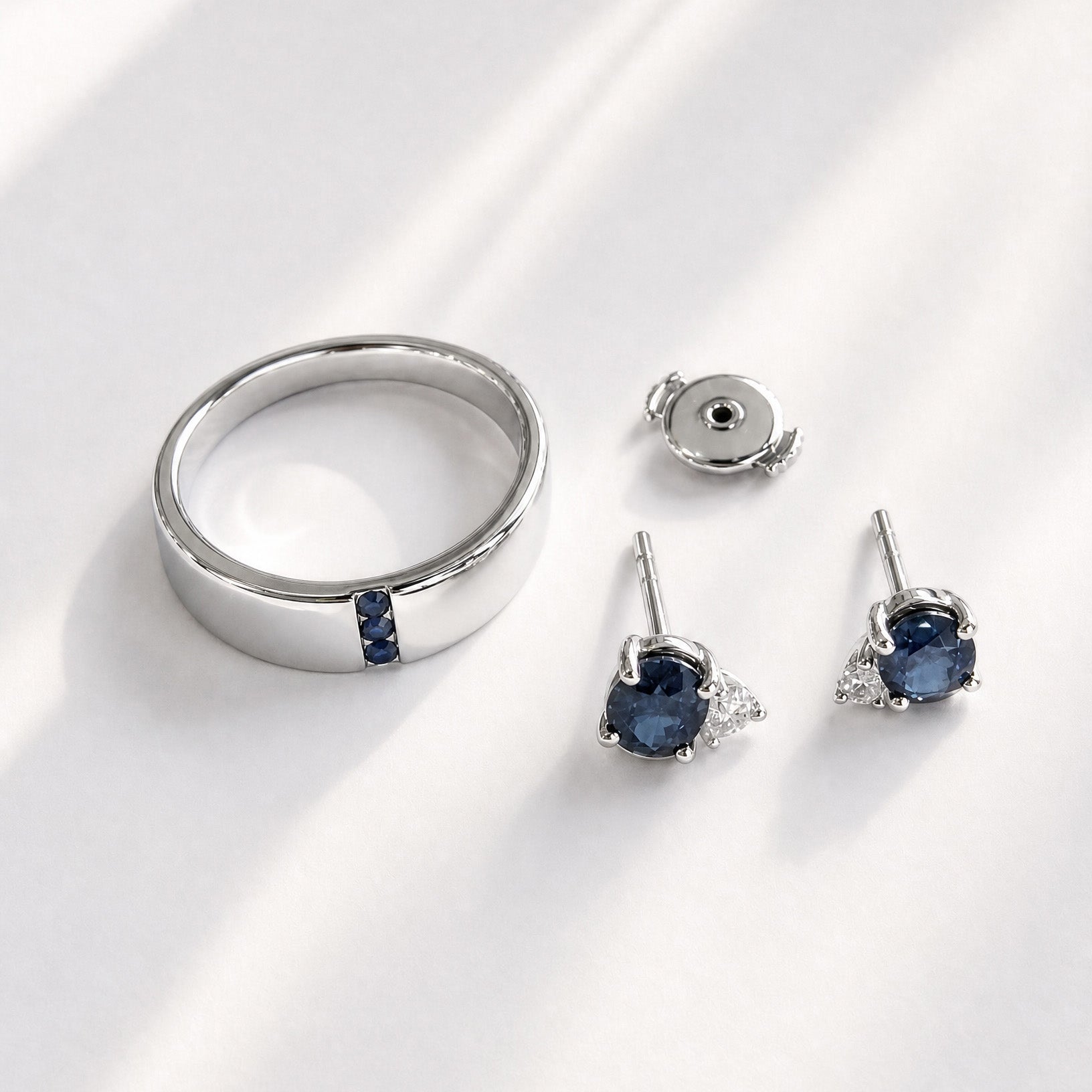 SAPPHIRE STUD EARRINGS & RING SET - SOLD