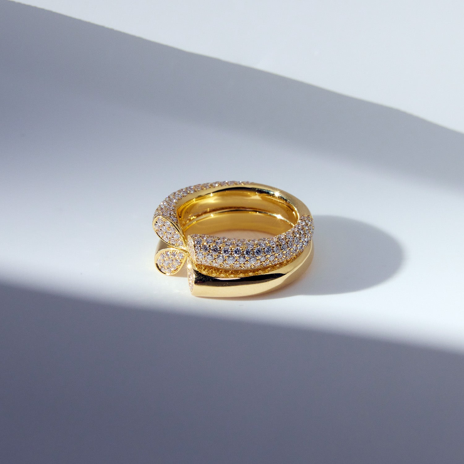 Whispers of Love Wide Diamond Ring - Yellow Gold