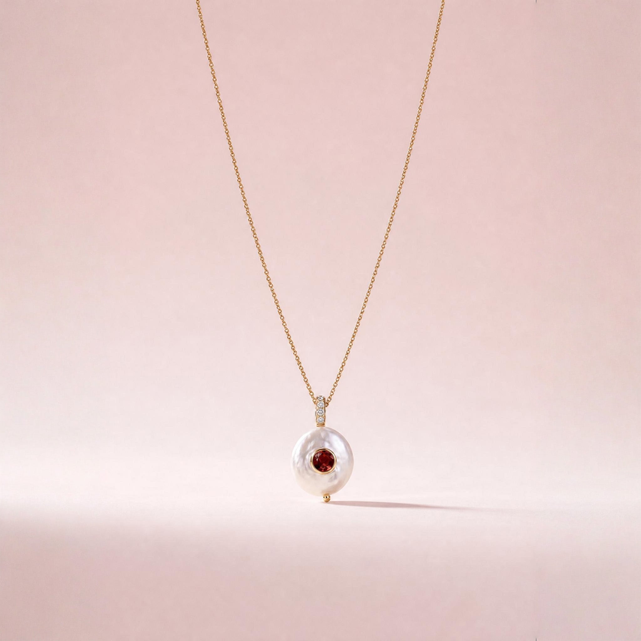 Gemdrops Coin Pearl Charm - Garnet